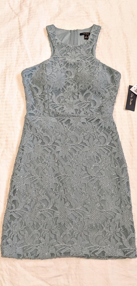 Blue Lace, Halter Top, MINI DRESS Size 9